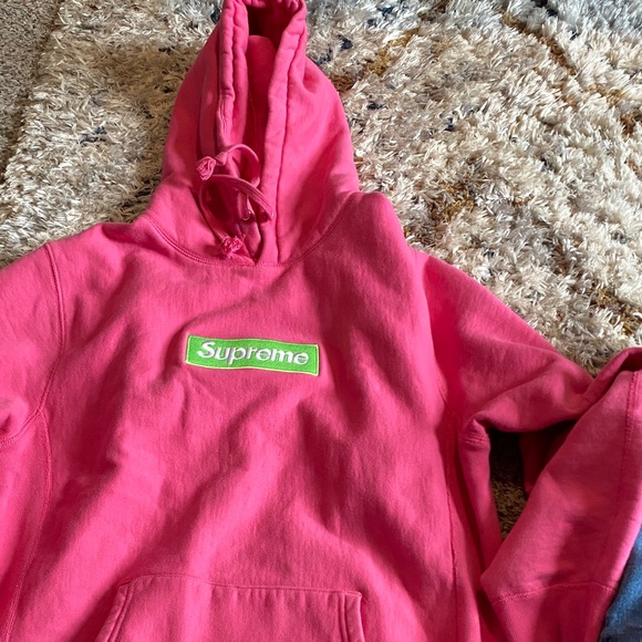 Supreme Other - Supreme Hot Pink Hoodie with Green Box Logo